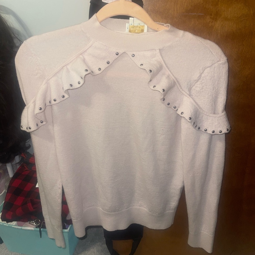 Kate SpadeElegant Pink Ruffle Sweater